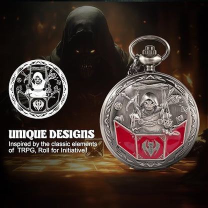 D&D Dice Set,7PCS Metal Dice for Dungeons and Dragons,Mini Dice Set with Pocket Watch Case,Role Playing Board Games Accessories (DM, Ancient Silver) - color: Ancient Silver, style: DM
