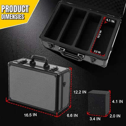 Graded Card Storage Box – Aluminum Alloy Trading Cards Case Holds 140+ Graded Cards, Sports Card Storage Box with Lock, Fits PSA, CSG, BGS (Large Carbon Fiber) - color: 4 Row-Carbon Fiber