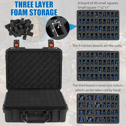 Miniature Storage Figure Hard Shell Case, 80-108 Slots DND Minis Carry | Figurine Hard Case Compatible with D&D DND Minis and More, with 3 Customizable Foam Layer, Water-resistant - style: 80-108 Slots