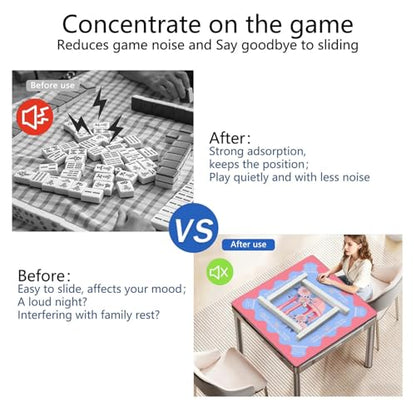 Elegant Mahjong Mat with Rules, 31.5*31.5in Anti Slip American Mahjong Mat for Table, Noise Reduction, Neoprene Mah jongg Mats with Carrying Bag & 3 Dices, Mahjong Set Gift, Board Tile Games Mats - color: Floral10