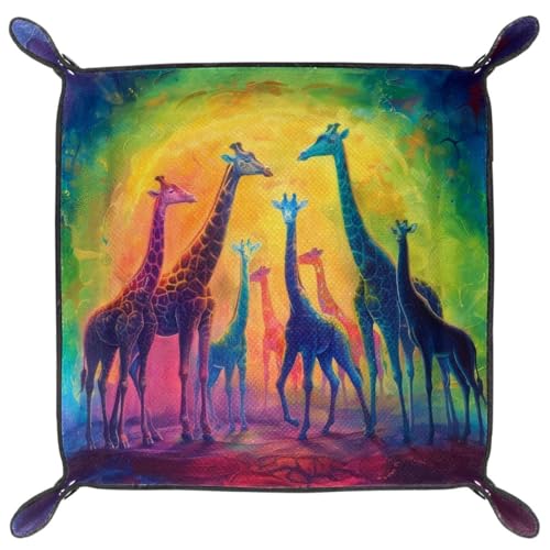 Giraffes and Rainbows Dice Tray Dice Rolling Tray Folding Dice Holder for Dice Games, Like RPG, DND and Other Table Games - color: Multi 13
