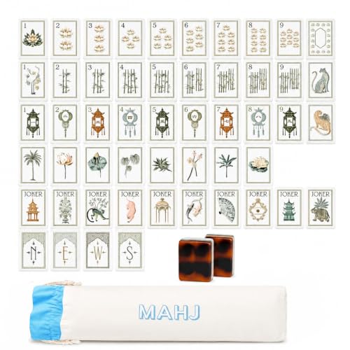 4 Layer Mahjong Tiles, 160 Pcs Premium Acrylic American Mahjong Set with Dice Bag, 13 Styles Available Clear Engraved Western Game for Adults Home Travel Parties & Social Games (06) - color: 06