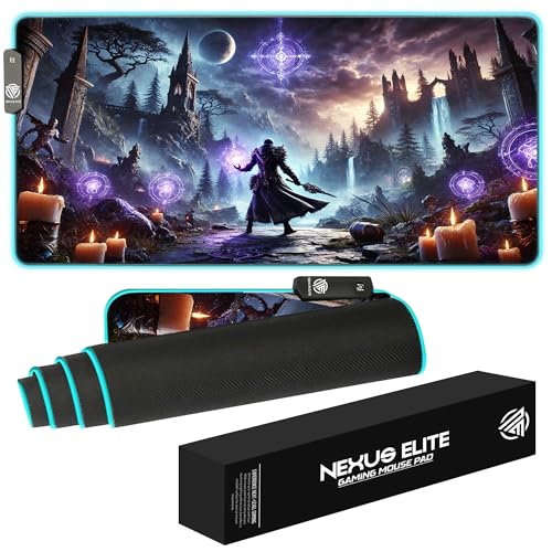 RGB Gaming Mouse Pad Large Extended Desk Mat 35.4x15.7in XXL XXXL Mousepad LED Light Up Keyboard Mat PC Gamer Desk Pad Gaming Accessories Extra Big Mouse Mats for Desk - Sorcerer's Fate - color: Sorcerer’s Fate