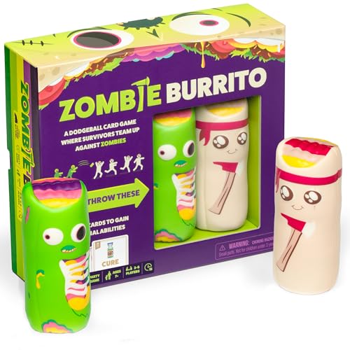 Exploding Kittens Zombie Burrito 3-6 Players, Age7+ Dodgeball Card Game | Zombies vs Survivors! Collect matching cards, use special powers, and throw squishy burritos to win team battles. - size: 9 inches x 10 inches x 3 inches, style: Zombie Burrito