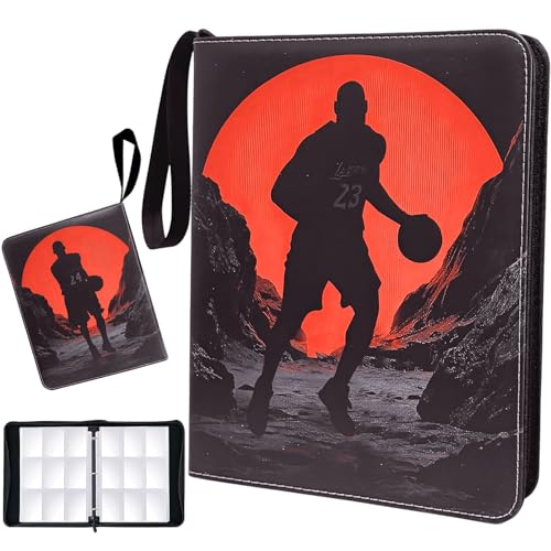 Basketball Card Binder - 900 Capacity 9-Pocket Trading Card Album, 3 Ring Card Holder Binder, Waterproof PU Leather, Zip Closure, Perfect Christmas Birthday Gift for Collectors - size: 900 Pockets Basketball
