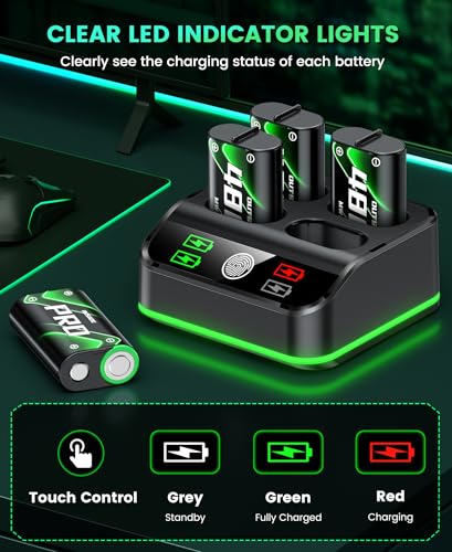 DINOSTRIKE 4X 4800mWh PRO Battery Pack Compatible with Xbox One/Series S/X 【Recharged 3000+ Time】 Battery Pack Rechargeable for Xbox Controller (4X 4800mWh Pro Batteries)
