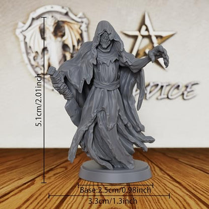 AUSPDICE Ghost Knight 28mm Unpainted DND Miniature Spectral Wraith AS446 | Hooded Undead Fantasy Figure with Tattered Robes and Clawed Hand for Dungeons and Dragons, TTRPG Games and Dungeon Masters