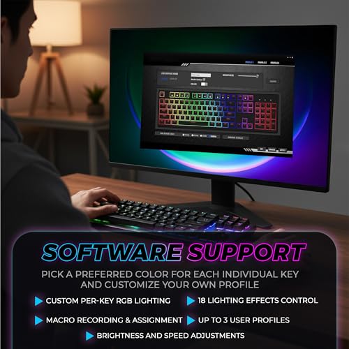 TECWARE Phantom 87 Key RGB Mechanical Gaming Keyboard | Outemu Red Switch | 16.8M Color LED Lighting | 18 Pre-Set | Low Latency | N-Key Rollover | Software Customizable Keys | Wired USB Connection - color: Red Switch