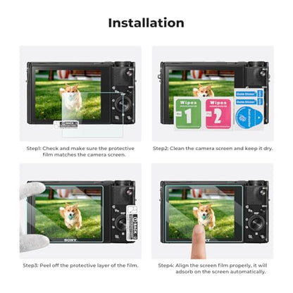 K&F CONCEPT 3pcs Screen Protector Compatible with Sony RX100 VII Digital Camera, Ultra Clear Tempered Glass Screen Protector, Anti Scratch Bubble Free Ultra Resistant - size: RX100 VII