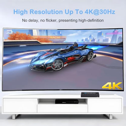 4K HDMI Switch 8 in 1 Out, 8 Port HDMI Switch with IR Remote Control, Support 4K@30Hz, 3D, 1080P, HDMI 1.4, HDCP 2.2, Ultra HD for HDTV, PS3/4/5, Game Consoles etc - color: Deep Black2