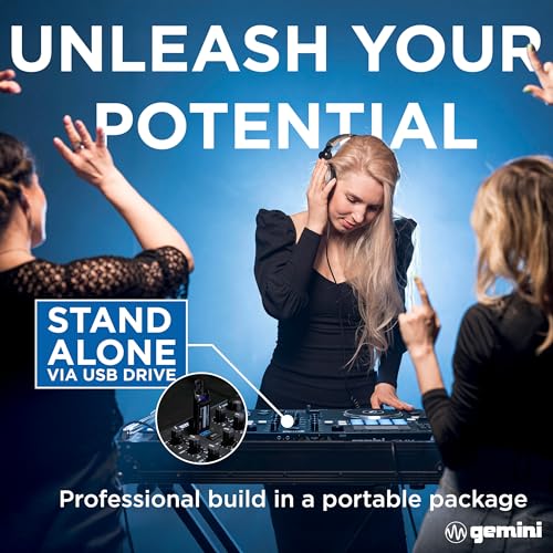 Gemini Sound GMX Versatile DJ Controller & Media Player - Compact USB/MIDI System with VirtualDJ LE, Ideal for Mobile DJs & Live Performances