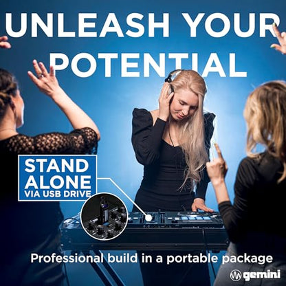 Gemini Sound GMX Versatile DJ Controller & Media Player - Compact USB/MIDI System with VirtualDJ LE, Ideal for Mobile DJs & Live Performances
