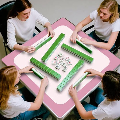 32.5 Inch Mahjong Mat for Table, 3MM Non-Slip & Noise Reduction Gaming Mat with Drawstring Bag, Perfect for Poker, Board Games, Card Games, Tile Games, and Dominoes (Flamingo-Baby Pink) - color: Flamingo-baby Pink