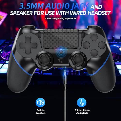 Turquvix Wireless Controller Compatible with PS-4/Pro/Slim - color: Midnight Black