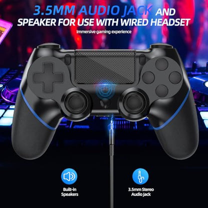 Turquvix Wireless Controller Compatible with PS-4/Pro/Slim - color: Midnight Black