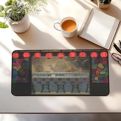 Japanese Anime Desk Pad, Black Ghost Game Mouse Pad, Long Keyboard Mat, Computer Pad, Wireless Mouse Mat, Non-Slip Desk Mat with Stitched Edges, Retro Home Office Desktop Decor 31.5"X15.7" - color: Black