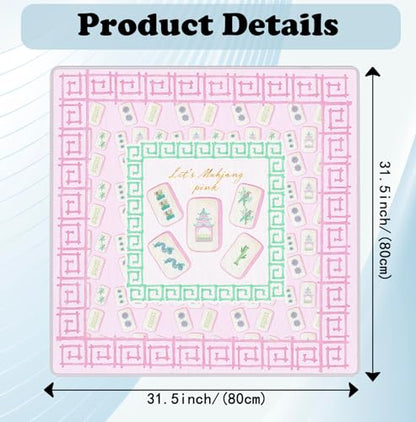 Pink Chinoiserie Mahjong Mat 31.5" x 31.5", Grandmillennial Pastel Pink Non-Slip Noise Reduction Mahjong Table Cover Accessories and Supplies for Dominoes Poker Card Board and Tile Games Gifts - color: Pink Chinoiserie