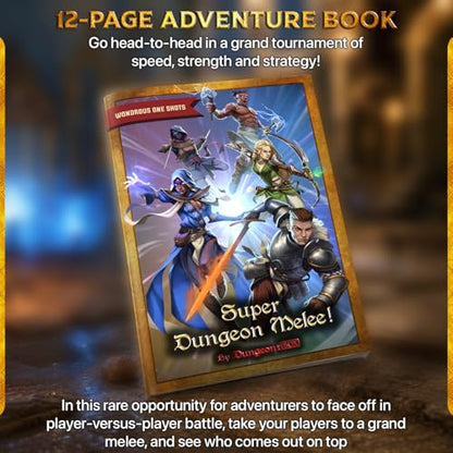 Wondrous One Shot - Super Dungeon Melee Collection, Complete 5e One-Shot Adventure, Miniatures, Adventure Book, Encounter Maps and Item Cards, Gifts for Players & Game Master
