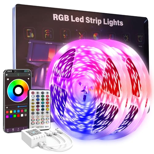 100 FT Led Lights for Bedroom, Music Synchronized RGB Bluetooth LED Lights, Smart Application and Remote Control Color Change LED Light Strips, Used for Home Room Lighting Decoration - size: 100FT