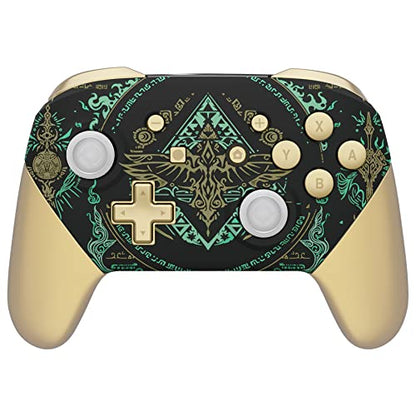 eXtremeRate Glow in Dark - Totem of Kingdom Black Faceplate Backplate Handles for Nintendo Switch Pro Controller, Replacement Grip Housing Shell Cover and Buttons for Switch Pro Controller - color: Glow in Dark - Totem of Kingdom Black