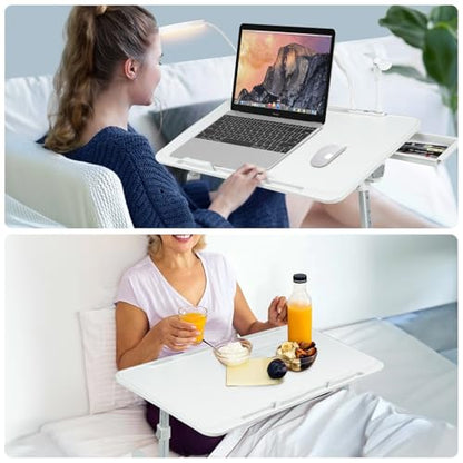 Adjustable Laptop Lap Desk with Cooling Fan USB Light for Adults 60x40cm,Grey - color: Grey,60*40cm
