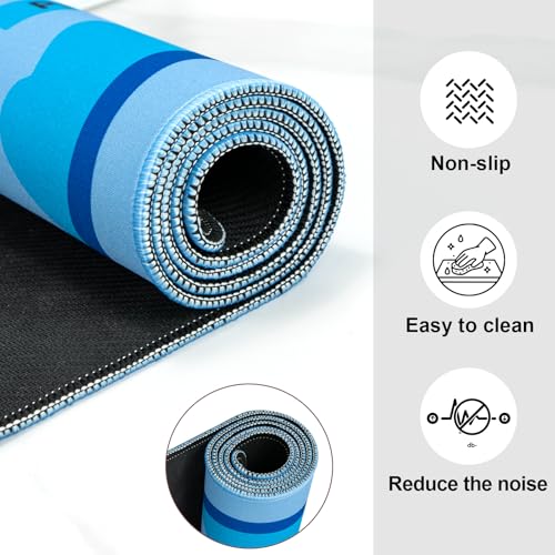 Neoprene Mahjong Mat with Rules, 33 x 33 in, Non-Slip, Blue | Noise-reducing table mat with carrying bag and 3 dice; for cards, poker, board games, tile games and dominoes - color: 33" Blue, size: 33"
