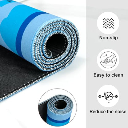Neoprene Mahjong Mat with Rules, 33 x 33 in, Non-Slip, Blue | Noise-reducing table mat with carrying bag and 3 dice; for cards, poker, board games, tile games and dominoes - color: 33" Blue, size: 33"