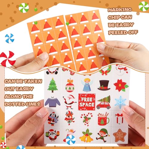 Blosssound Christmas Gingerbread Bingo Game – 24 Players Holiday Bingo Cards with Gingerbread House Theme, Winter Party Game for Family Classroom Activities Christmas Party Favors - style: Gingerbread