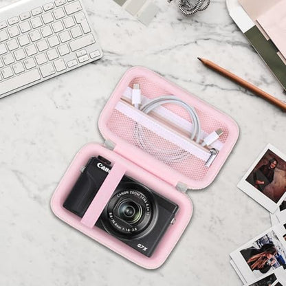 Canboc Carrying Case for Canon PowerShot G7 X Mark III/ G7X Mark II Digital 4K Vlogging Camera, SX740 SX730 Camera Bag, Zipper Mesh Pocket fits USB Cable, Batteries, Jelly Pink - color: Jelly Pink