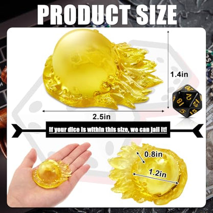 Deekin Translucent Cube Dice Storage with 7 Polyhedral Dice Set, Resin Cube Holder for TTRPG Tabletop Role Playing Game Fantasy Tabletop Gaming(Yellow) - color: Yellow