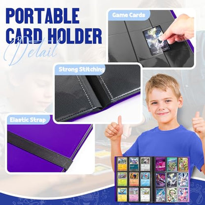 Card Binder 9-Pockets, Trading Card Binder, 20 Pages, 360 Card Capacity Collection Binder, Card Folder for MTG, TCG, Game Cards & Sports Cards（Purple） - color: Purple