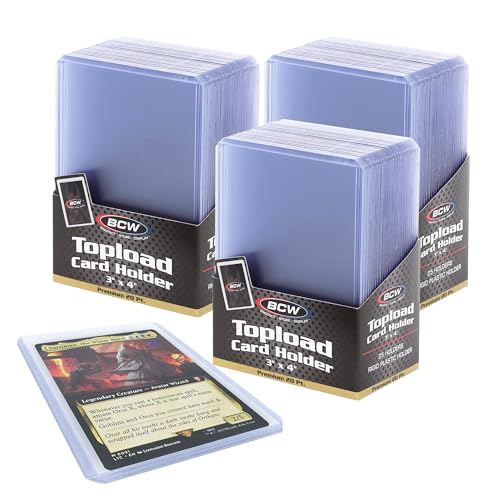 BCW 3x4 Topload Card Holder - Premium 35PT Thickness | 75 Pack | Quality Rigid PVC Protector for Standard Size Trading Cards | Card Holders for Sports Cards, MTG, Pokemon, and More - size: 75 Pack