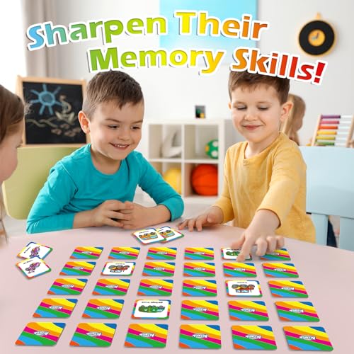 Aizweb Match Game,Memory Game, Vehicle 48 Pcs Toddler Card Games for Kids Ages 3 4 5 6,Flash Cards for Preschool Kindergarten Learning Activities,Educational Toys Homechool Supplies - style: Vehicles