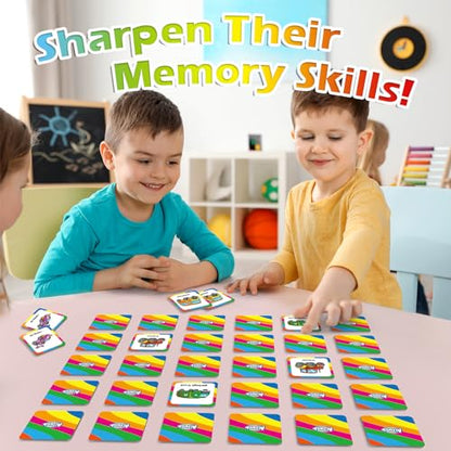Aizweb Match Game,Memory Game, Vehicle 48 Pcs Toddler Card Games for Kids Ages 3 4 5 6,Flash Cards for Preschool Kindergarten Learning Activities,Educational Toys Homechool Supplies - style: Vehicles