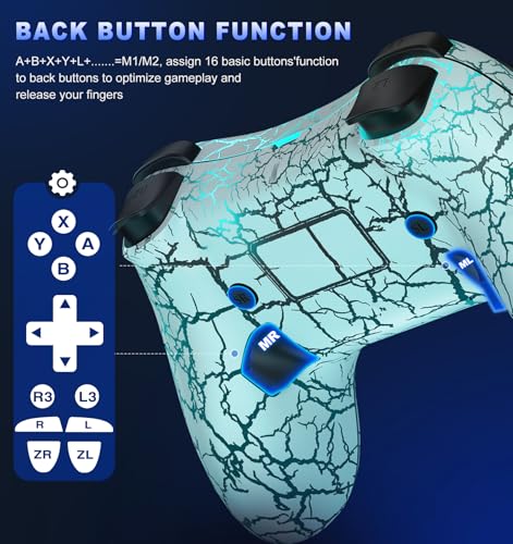 Switch 2 Controller with Hall Joystick for Nintendo Switch/Lite/OLED, Gammeefy Wireless Switch Pro Controller Compatible with Android/iOS, 9 Color Adjustable LED Switch Remote with Turbo, Macro, KeyLinker App - color: White