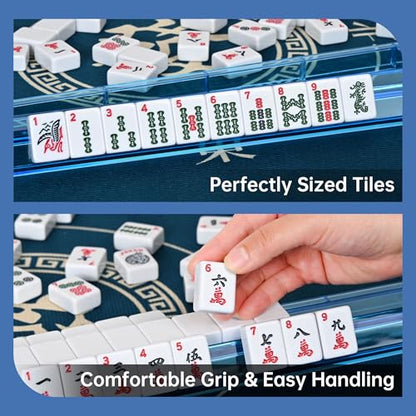 American Mahjong Tile Set Include 166 Tiles 4 All-in-One Mahjong Racks/Pushers with Fabric Carrying Bag Complete Mahjong Game Set (Black Bag) - color: Black