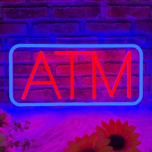 ATM Neon Sign, ATM Led Signs for Wall Decor, Dimmable Neon Light Sign for Bank, Game Room, Bedroom, Kids Room, Bar Decoration, Dimmable USB Powered Light Up Signs for Party Decor - color: ATM 3