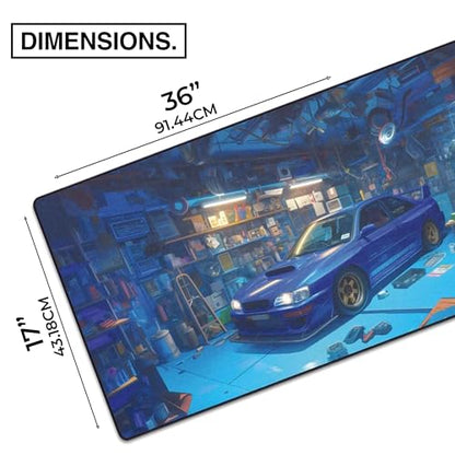 Manga Motors Large Gaming Desk Pad - 36" x 17" Duraglyde Fabric Sakuras-Subaru Desk Mats - Non-Slip, Washable, Smooth Glide for Precision Gaming & Work | Manga Motors, Durable Surface, Washable Fabric, Smooth Glide, Stable Grip, Large Keyboard and Mouse P