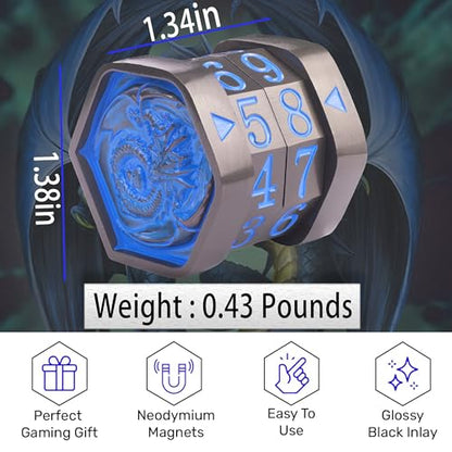 Metal MTG Life Counter, Life Counter MTG, Magic Life Counter Gift Box Packaging Suitable for Board Games, Card Games, Compatible with MTGs and TTRPG(Black Nickel_Blue) - color: Black Nickel_blue
