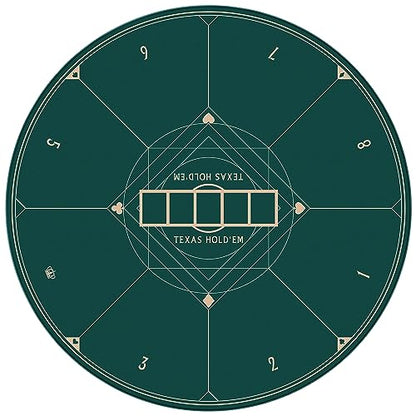 YUZPKRSI 47 Inch Round Poker Mat, Neoprene & Rubber, Texas Hold'em Poker Table Top Casino Card Games, Portable, Carrying Bag Included - color: 47 Inch Round Green