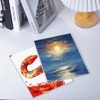 AKONEGE 6PCS 6" x 9" Rigid Print Protectors Clear Hard Plastic Large Card Sleeves for Jumbo Card, Top Loading Rigid Card Sheet Protectors for Postcards, Photos, Trading & Sports Cards - size: 6" x 9"
