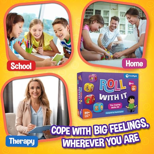 ThinkPsych Roll with It - CBT Coping Skills Kit | Anger Management & Anxiety Relief | Emotional Regulation Tools for Kids | Play Therapy Toys for Counselors | Ages 5+