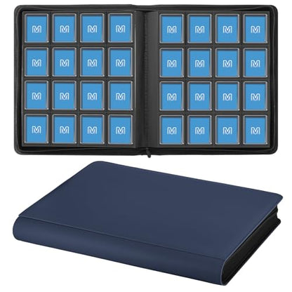 16 Pocket Toploader Binder,Holds 640 TopLoaders (16Dark Blue) | Top Loader Binder for 3" x 4"Rigid Cards,Sleeves Card Collection Binder,20 Double Sided Pages with Trading & Sports Holder - color: 16Dark Blue