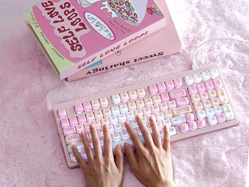 ZORNHER ZH980 Pink Mechanical Keyboard,95% Cat Keyboard Cute,Kawaii Kitty Keycaps,Pink Gaming Keyboard with Number Pad,Jelly Ceramic Keycap,Creamy Sounding Switches - color: Ceramic Kitty, size: Creamy Switch