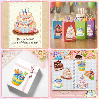 48 Sheets Birthday Stickers for Kids Toddlers, Make Your Own Cake Stickers, Happy Birthday Party Activities Favors Goodie Bag Filler for Kids Classroom - style: Cake 48 Sheets
