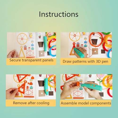 3D Printer Drawing Molds Paper Stencils for 3D Printing Pen,Reusable Graffiti Template,3D Pen Paper Stencils,22 Sheets 44 Patterns with PVC Transparent Board.(Small) - size: Small