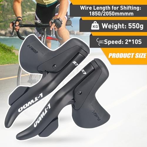 L-TWOO Road Bike Shift Lever 2x7/ 2x8/ 2x9/ 2x10 Speeds Road Bicycle Shifters with Brake Levers Compatible with Shimano - color: 2X10 Speeds
