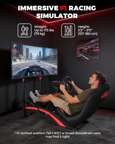 RACGTING Racing Simulator Cockpit with TV Monitor Stand for G PRO Racing Wheel/G29/G920/G923, for Thrustamster T300RS/TS-PC/TS-XW Racer, for FANATEC CSL DD/GT DD Pro/ClubSport DD/DD+