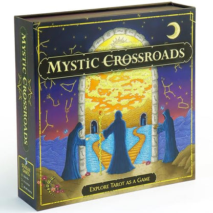 A Tarot-Guided Journey: Mystic Crossroads | 1-5 Players | Beginner Friendly | Cooperative storytelling card game | Groups or Solo| Meanings on Cards | Includes Deck, Cloth, Card Box, Mystic Dice