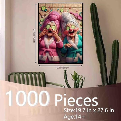 Old Woman Doing Maintenance Jigsaw Puzzles 1000 Piece for Adult Grandma Lady Love Beauty Puzzles Family Activity Perfect for Game Night Intellectual Decompressing Fun Family Game - color: Old Woman-a08